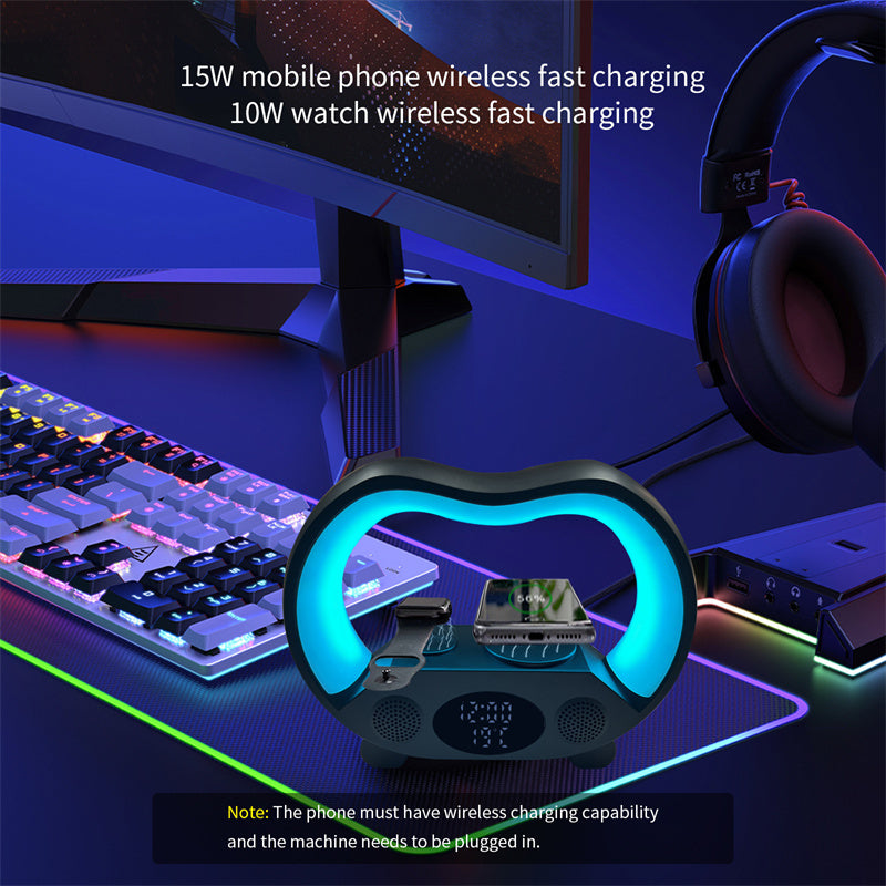 New 6 In 1 Smart Remote Control Bluetooth-compatible Ambience Intelligent LED Table Lamp Multi-function Wireless Charger