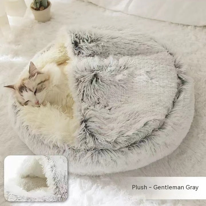 2 In 1 Dog And Cat Bed Pet Winter Bed Round Plush Warm Soft | Koalakits36
