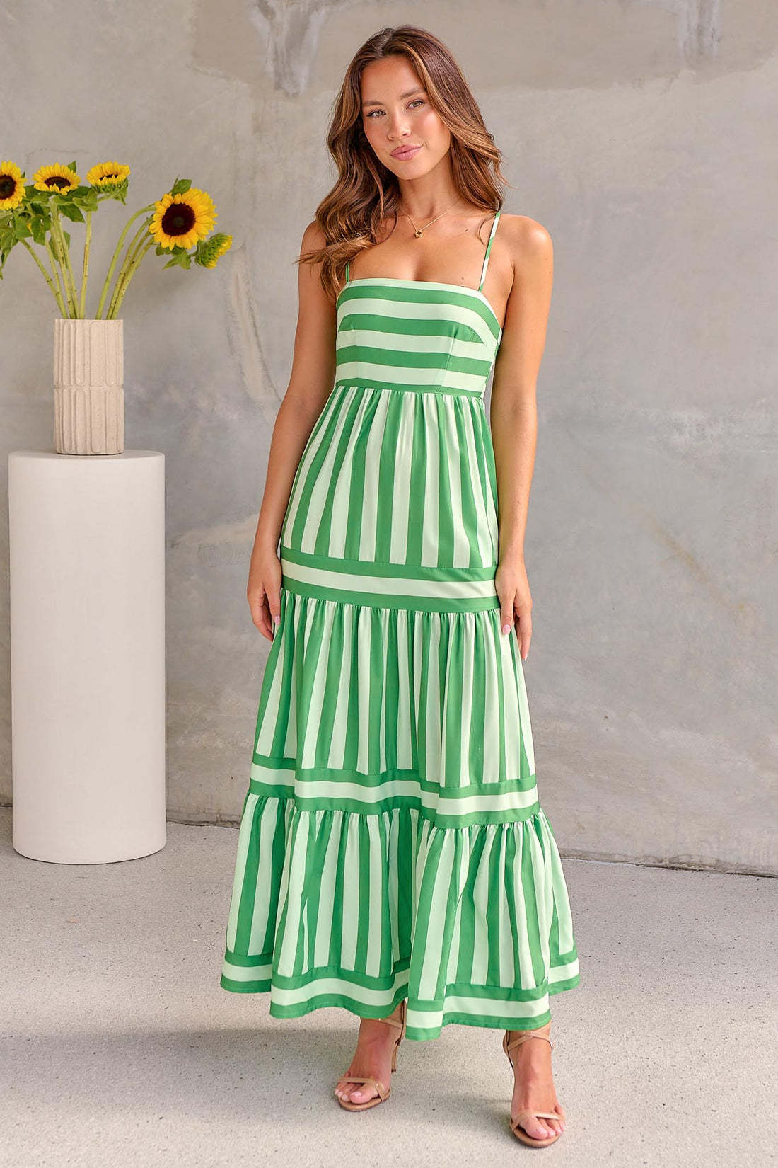 Striped Printed Suspender Long Dress - Suspender Dresses | Koalakits36