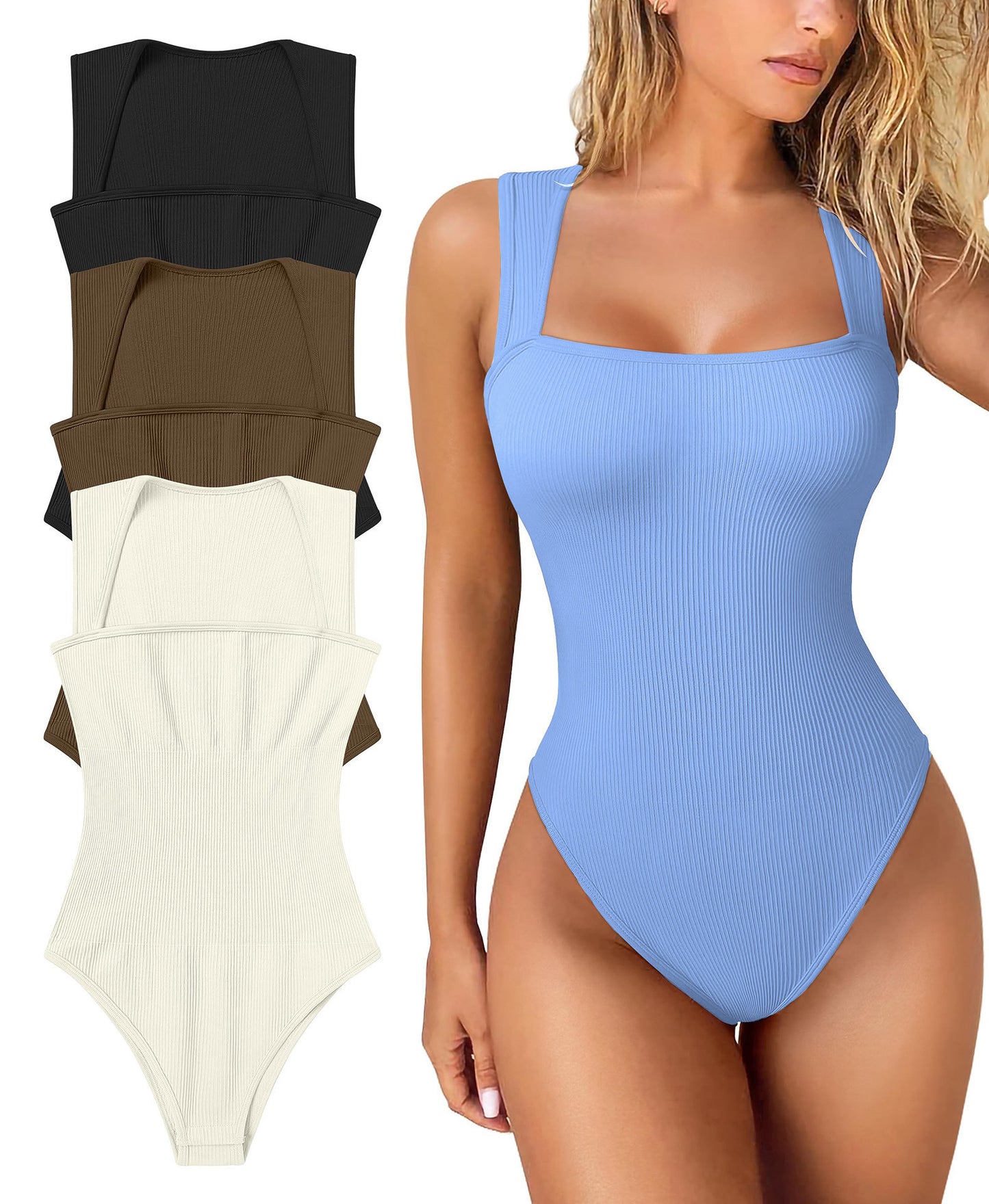 Thread Square Neck Jumpsuit Sleeveless Slim Fit Tank Top for Summer | Koalakits36