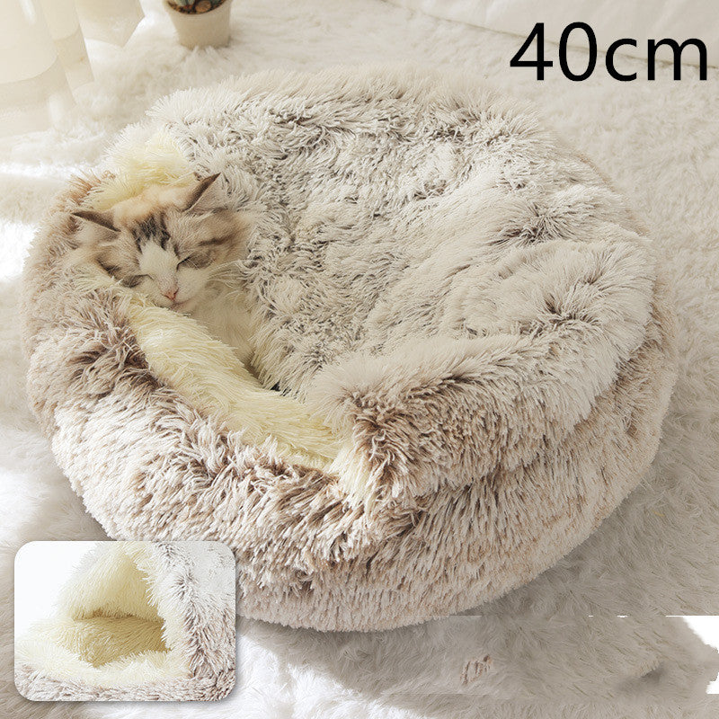 2 In 1 Dog And Cat Bed Pet Winter Bed Round Plush Warm Soft | Koalakits36