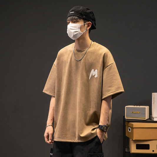 New Men's Suede Printed Short Sleeve Shirt | Koalakits36