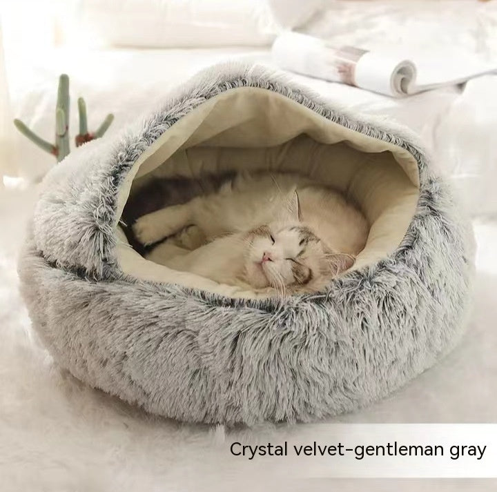 2 In 1 Dog And Cat Bed Pet Winter Bed Round Plush Warm Soft | Koalakits36