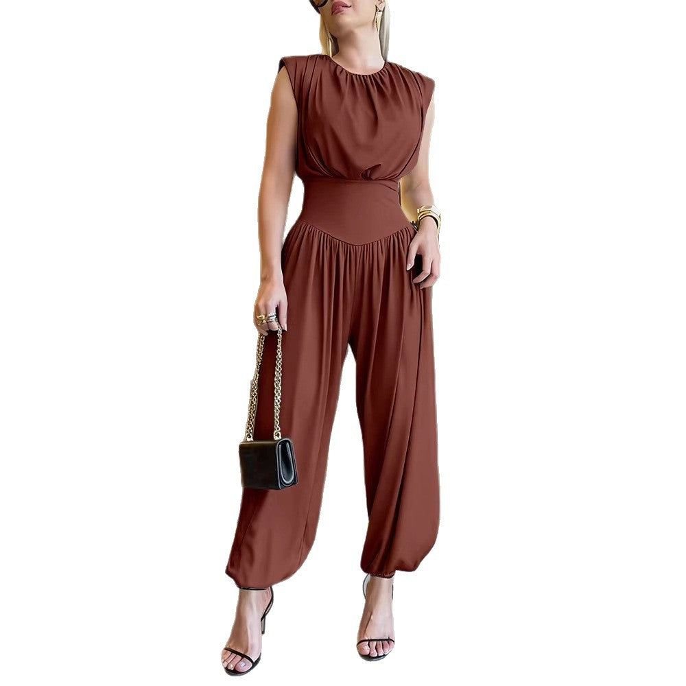 Womens Fashion Loose-fit Elegant Waist-cinching Jumpsuit