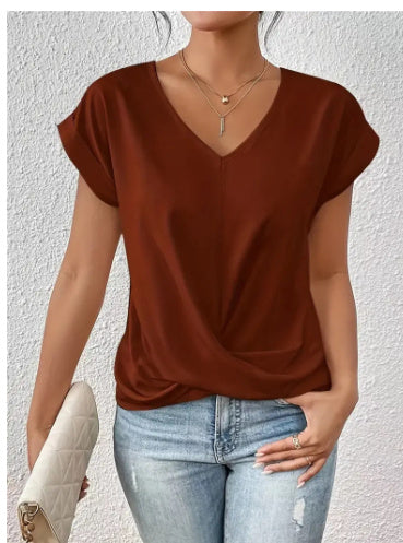 Short-sleeve T-shirt Summer Casual Irregular Knot Top