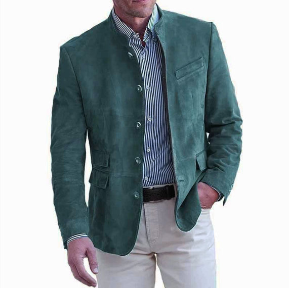 Men’s Business Casual Solid Stand Collar Blazer Jacketa