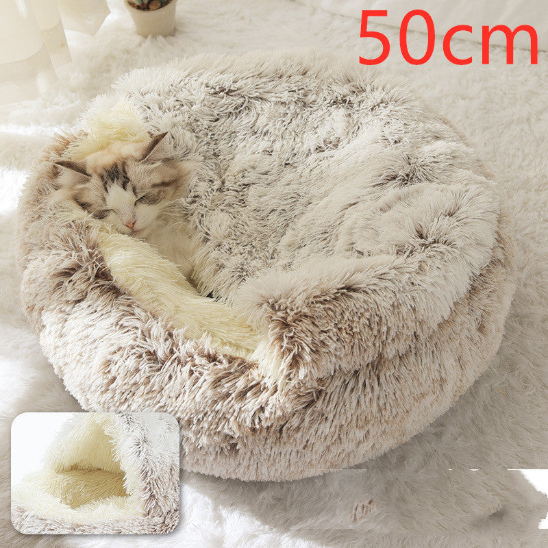2 In 1 Dog And Cat Bed Pet Winter Bed Round Plush Warm Soft | Koalakits36
