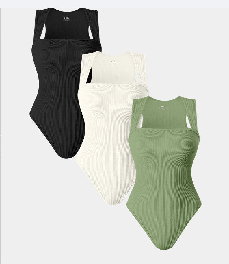 Thread Square Neck Jumpsuit Sleeveless Slim Fit Tank Top for Summer | Koalakits36