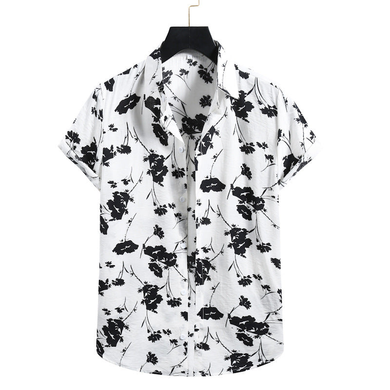 Men's Casual Fashionable Digital-Print Short-Sleeve Shirt