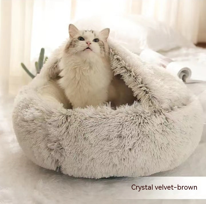 2 In 1 Dog And Cat Bed Pet Winter Bed Round Plush Warm Soft | Koalakits36