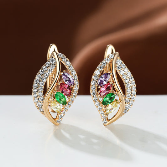 Leaf-shaped Rhinestones Earrings Fashion Unique Zircon-encrusted Stud Earrings | Koalakits36