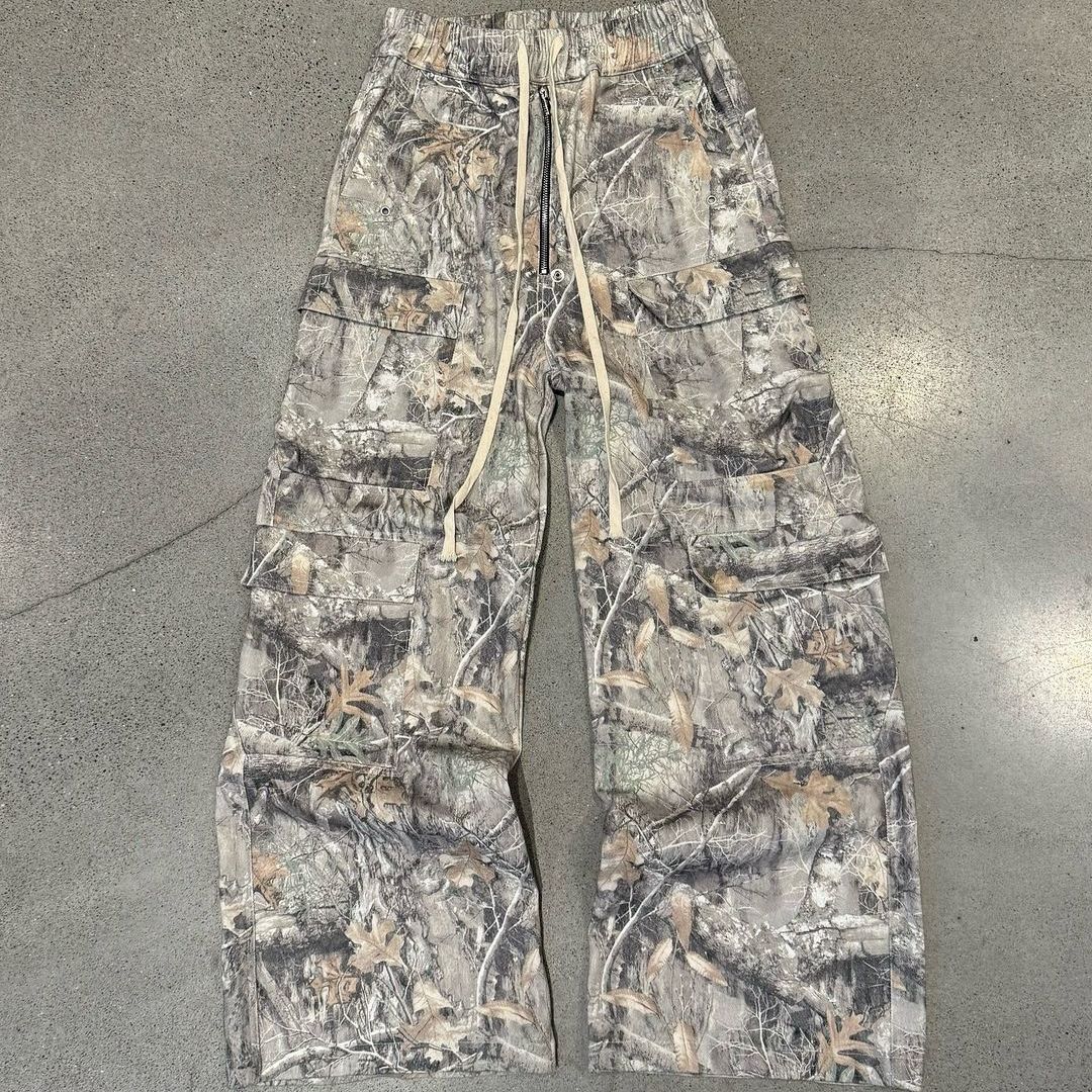 Washed Multi-pocket Slacks - Men's Drawstring Trousers