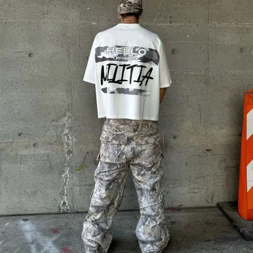 Washed Multi-pocket Slacks - Men's Drawstring Trousers