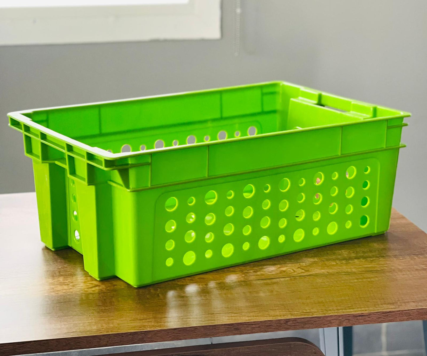 Solid Stackable Perforated Plastic Crate for Storage Koalakits36