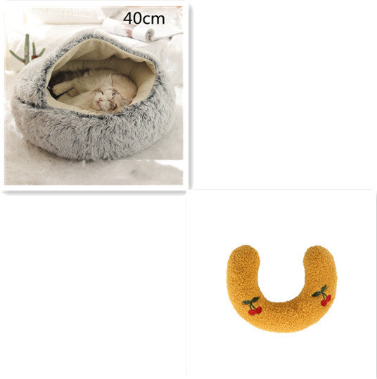 2 In 1 Dog And Cat Bed Pet Winter Bed Round Plush Warm Soft | Koalakits36
