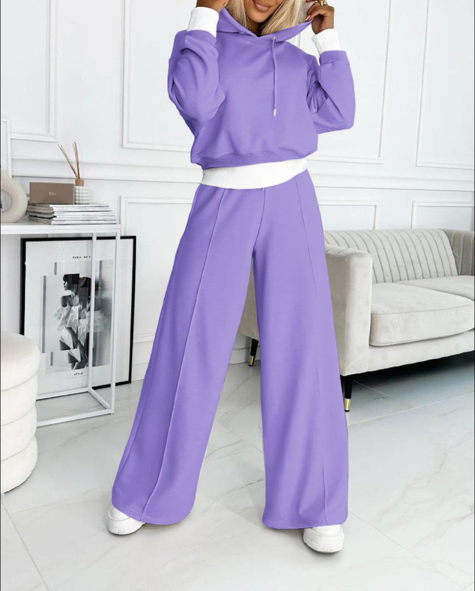 Women’s Sporty Casual Hooded Sweatshirt & Sweatpants Set