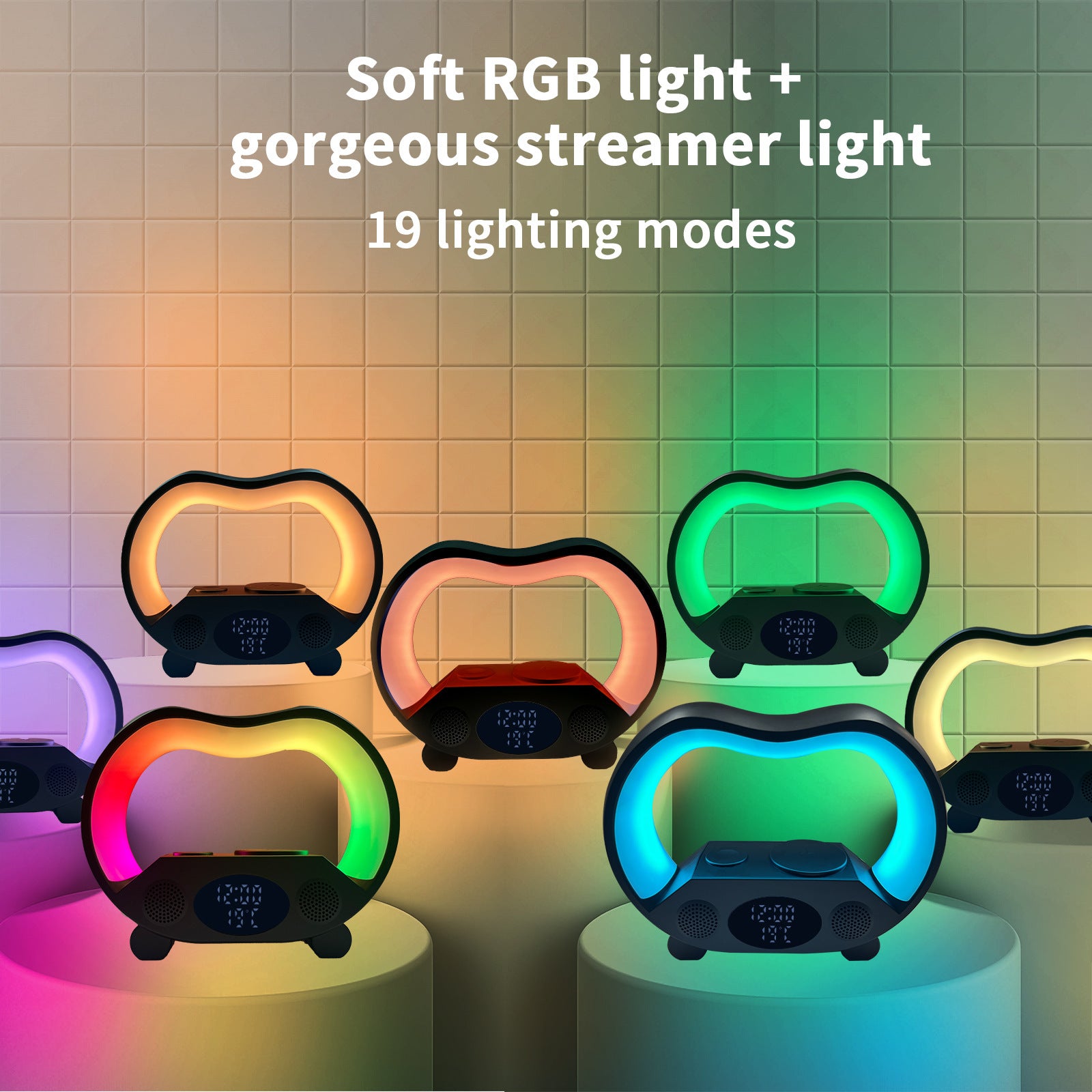 New 6 In 1 Smart Remote Control Bluetooth-compatible Ambience Intelligent LED Table Lamp Multi-function Wireless Charger