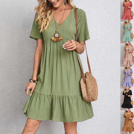 V-Neck Summer Dress – Casual Loose Beachwear | Koalakits36