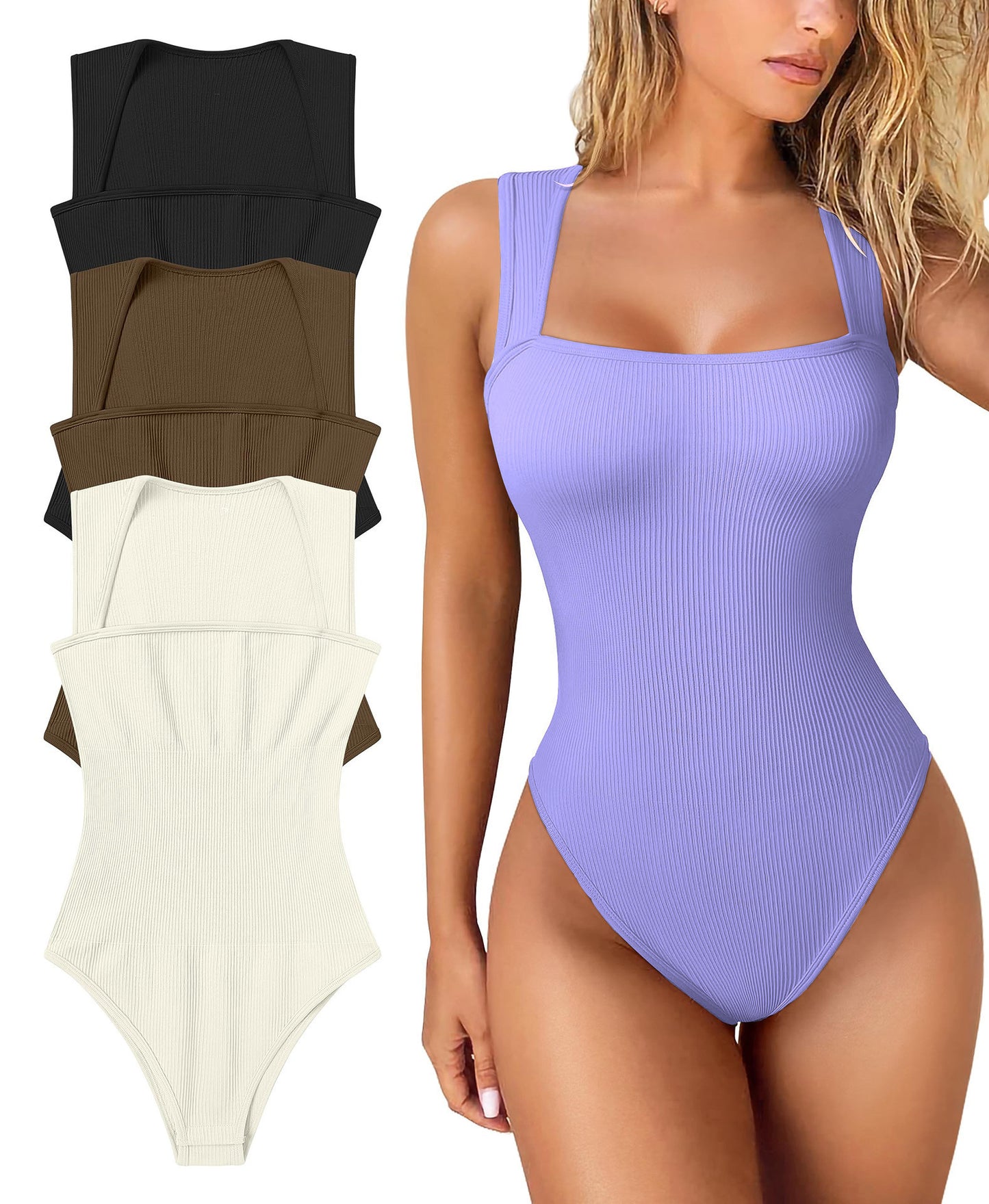 Thread Square Neck Jumpsuit Sleeveless Slim Fit Tank Top for Summer | Koalakits36