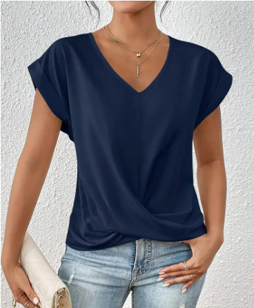 Short-sleeve T-shirt Summer Casual Irregular Knot Top