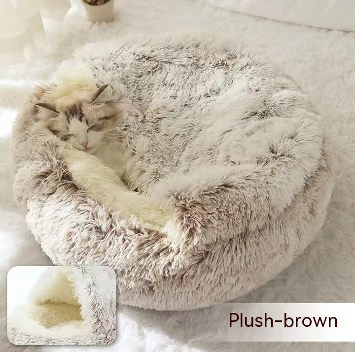 2 In 1 Dog And Cat Bed Pet Winter Bed Round Plush Warm Soft | Koalakits36