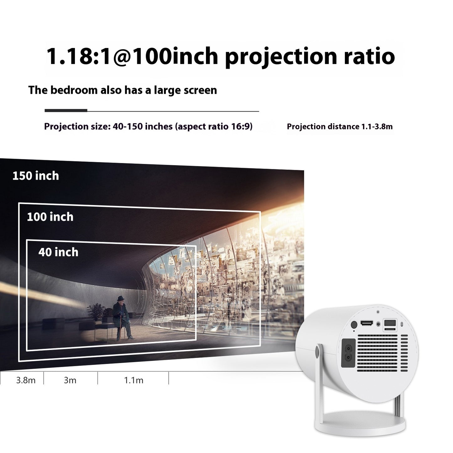Portable Projector Small Straight Projector For Home Use 180 Degrees Projection | Koalakits36