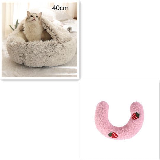 2 In 1 Dog And Cat Bed Pet Winter Bed Round Plush Warm Soft | Koalakits36