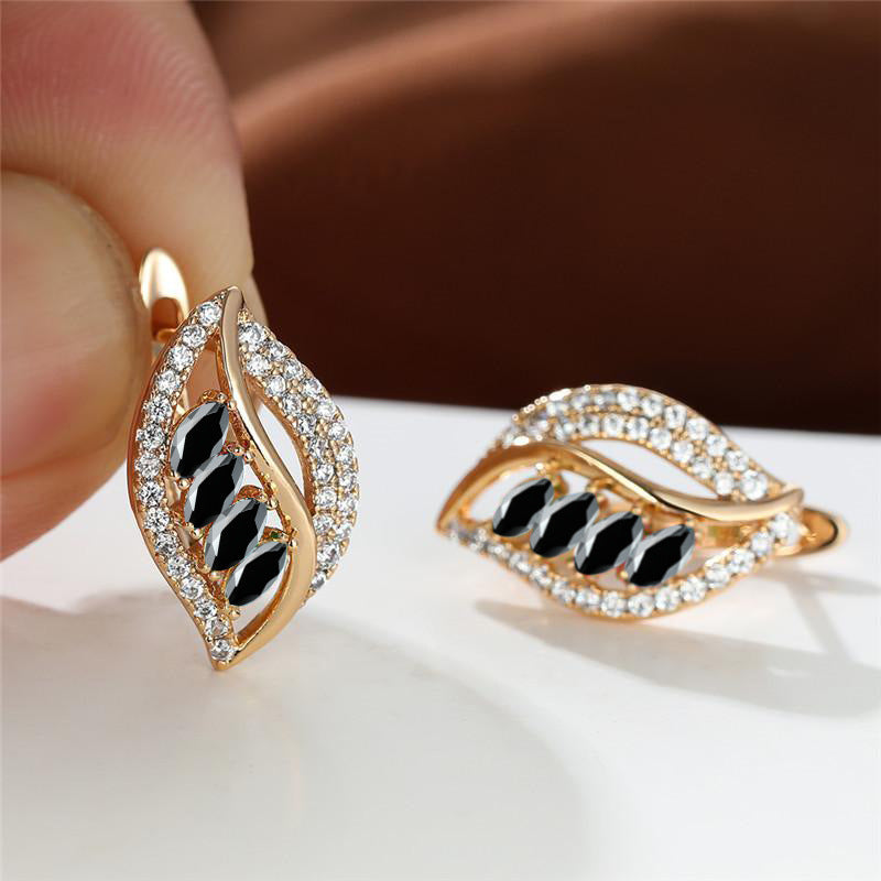 Leaf-shaped Rhinestones Earrings Fashion Unique Zircon-encrusted Stud Earrings | Koalakits36