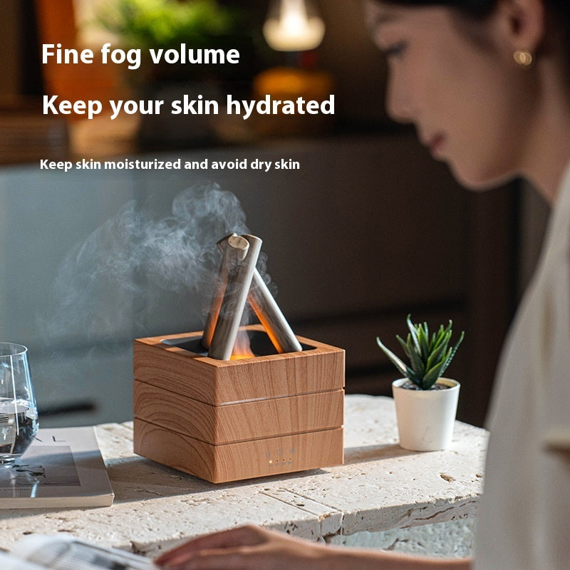 Flame Effect Aromatherapy Humidifier Aroma Diffuser Desktop Usb Plug-in Heavy Fog Essential Oil Compatible 7-Color LED Light Koalakits36