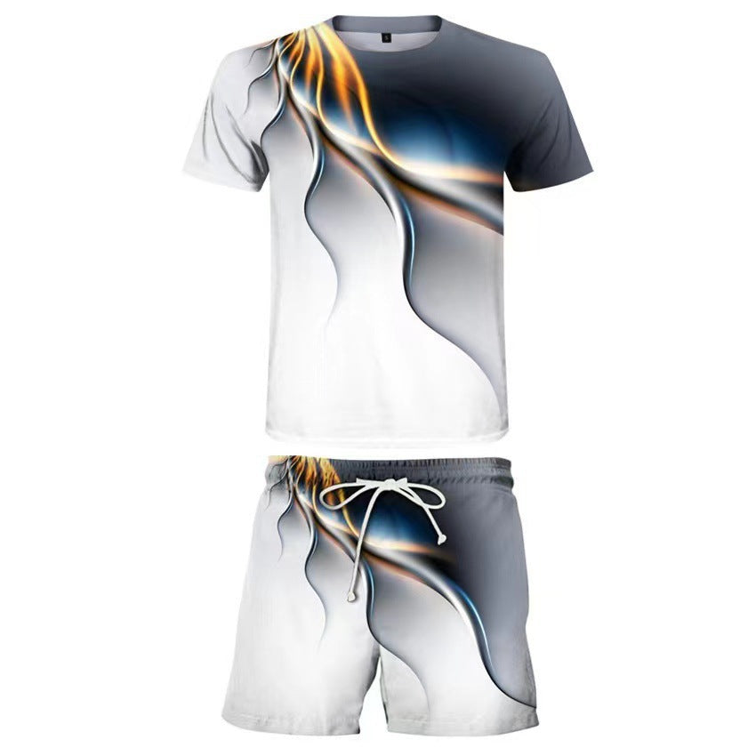 Men’s Printed T-Shirt and Shorts Sportswear Casual Set
