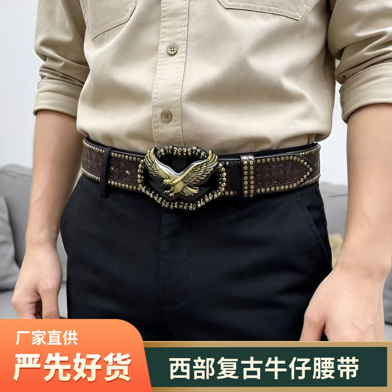 Punk Embossed Western Cowboy Belt - Elevate Your Style with Edgy Authenticity