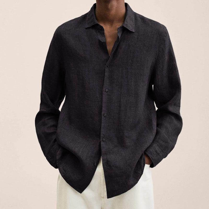 Long Sleeve Lapel Shirt Men's Loose Button Cardigan Shirt Top Mens Clothing