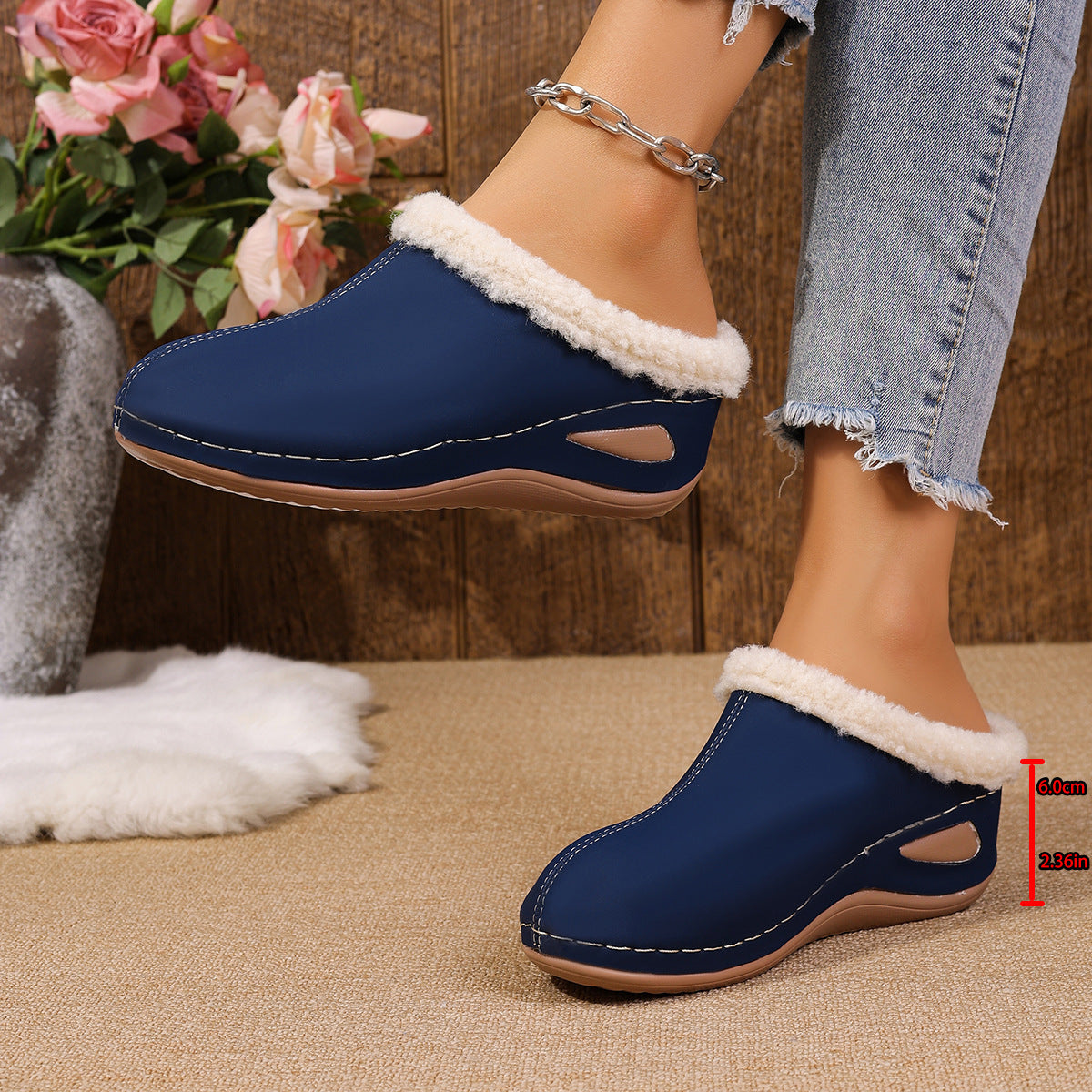 Women’s Fashion Plush Slippers Outdoor Wedges Sandals