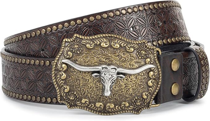 Punk Embossed Western Cowboy Belt - Elevate Your Style with Edgy Authenticity