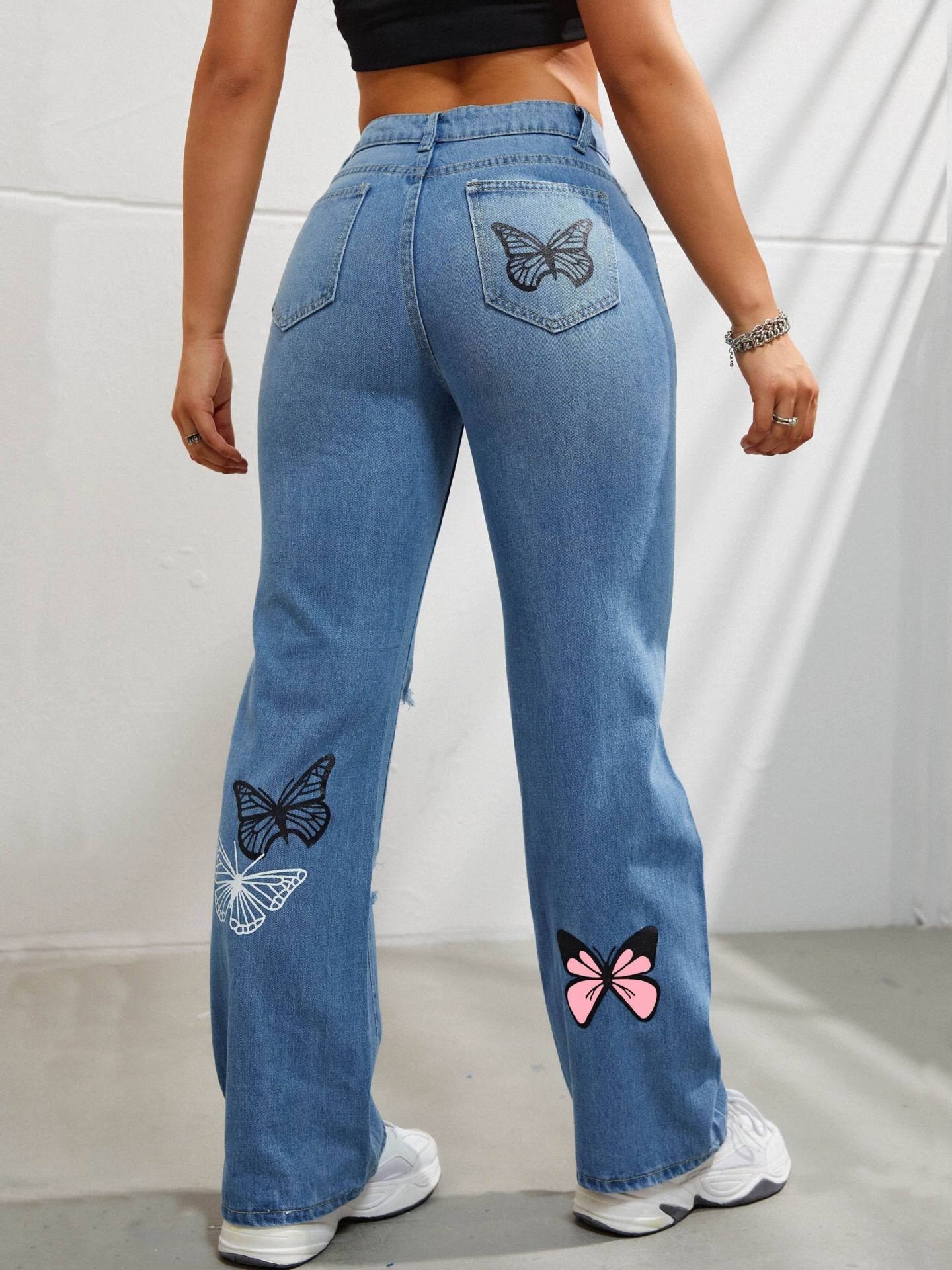 High Waisted Straight Leg Jeans For Women Trendy