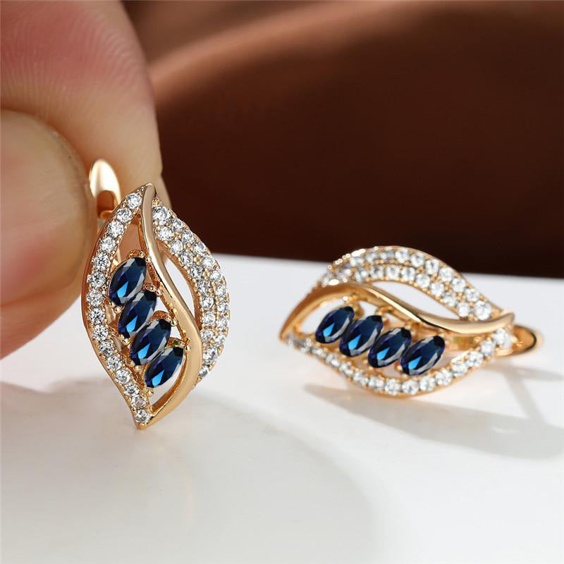 Leaf-shaped Rhinestones Earrings Fashion Unique Zircon-encrusted Stud Earrings | Koalakits36