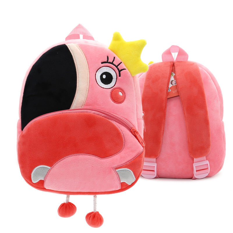 Cute Plush Animal Backpack for Kids – Cartoon Kindergarten School Bag with Zipper Pocket, Lightweight Soft Toy Design