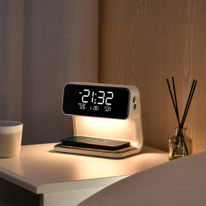 3 In 1 Bedside Lamp Wireless Charging LCD Screen Alarm Clock Wireless Phone Charger