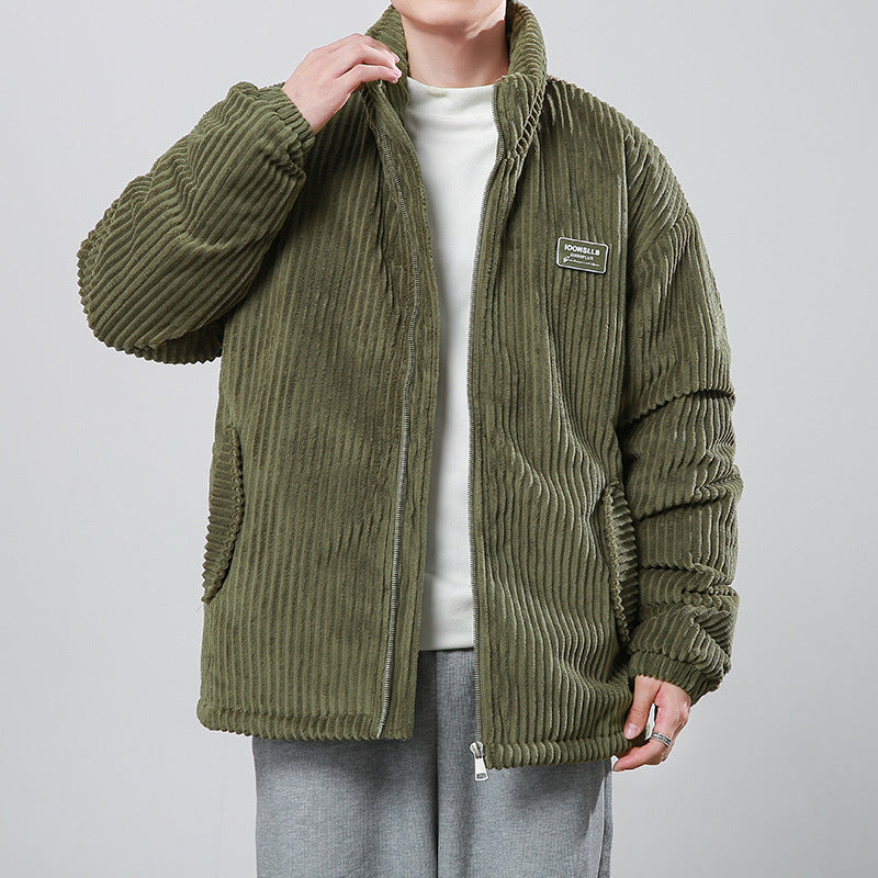 Winter Corduroy Cotton-padded Coat Warm Stand Collar Zipper Jacket Casual Outdoor Streetwear  Koalakits36