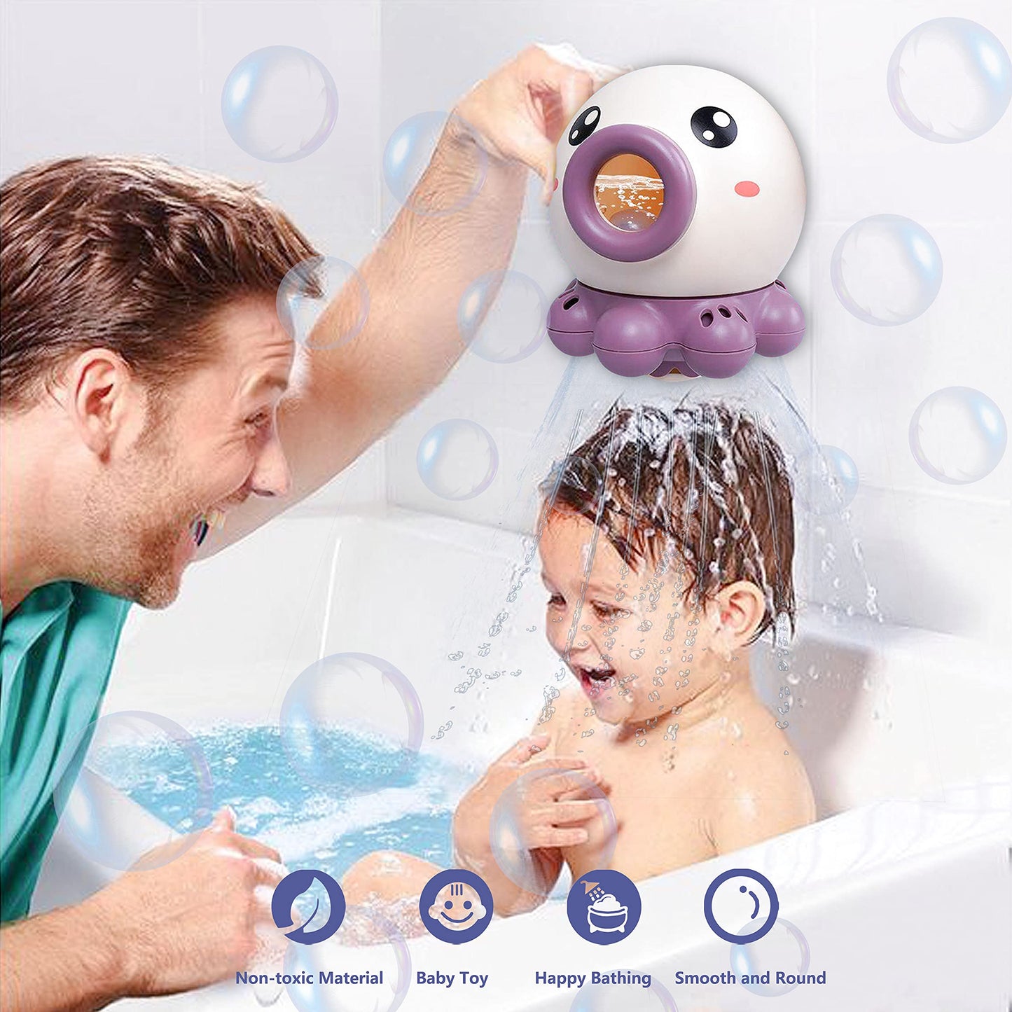 Octopus Fountain Bath Water Toy, Jet Rotating Shower Bathroom Toy, Summer Water Sprinkler Toys, 
