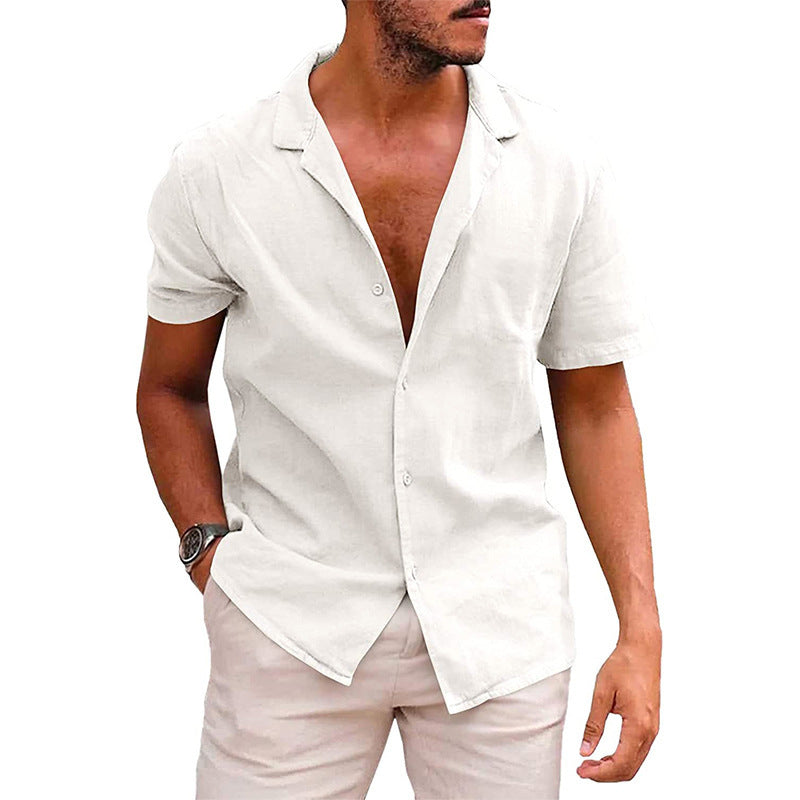 Men's Tops Casual Button Down Shirt Short Sleeve Beach Shirt 