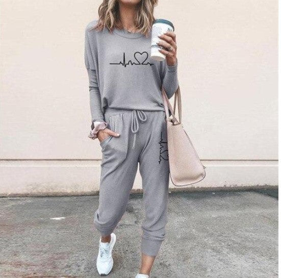 Women's Long Sleeve Suit Fashion Pullover Top And Pockets Drawstring Long Pants Solid Color Casual Sports Trouser Suit Clothing Koalakits36