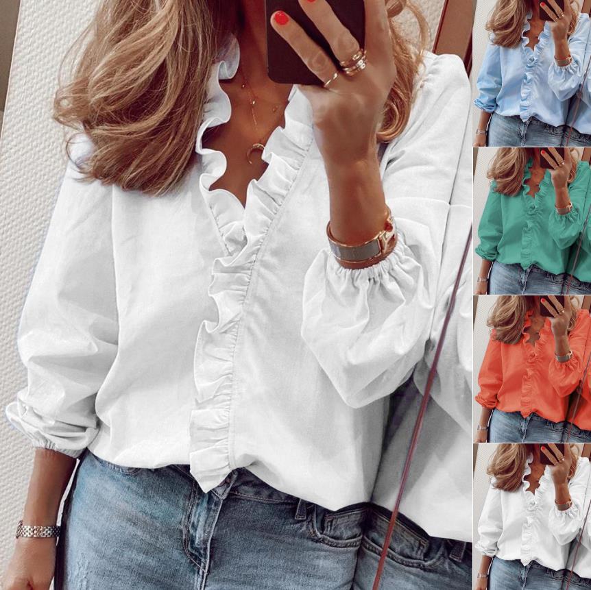 Ruffle Blouse Office Commuting Long-sleeved Pullover Shirt Women's Fashion Casual Daily Tops Koalakits36