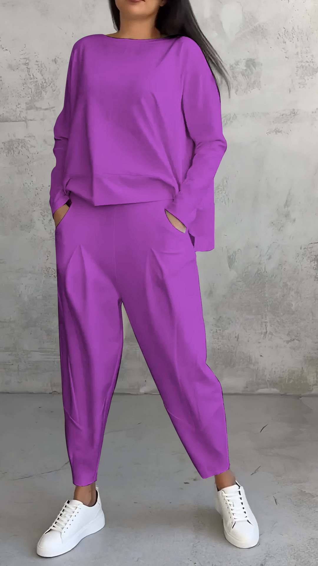 Women's Irregular Suit Long-sleeved Round Neck Top And Loose Harem Pants | Koalakits36