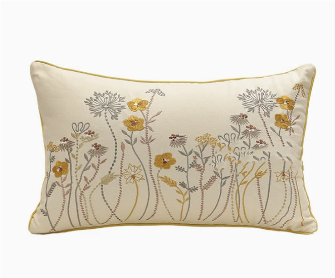 Home Embroidery Plants And Flowers Pillow