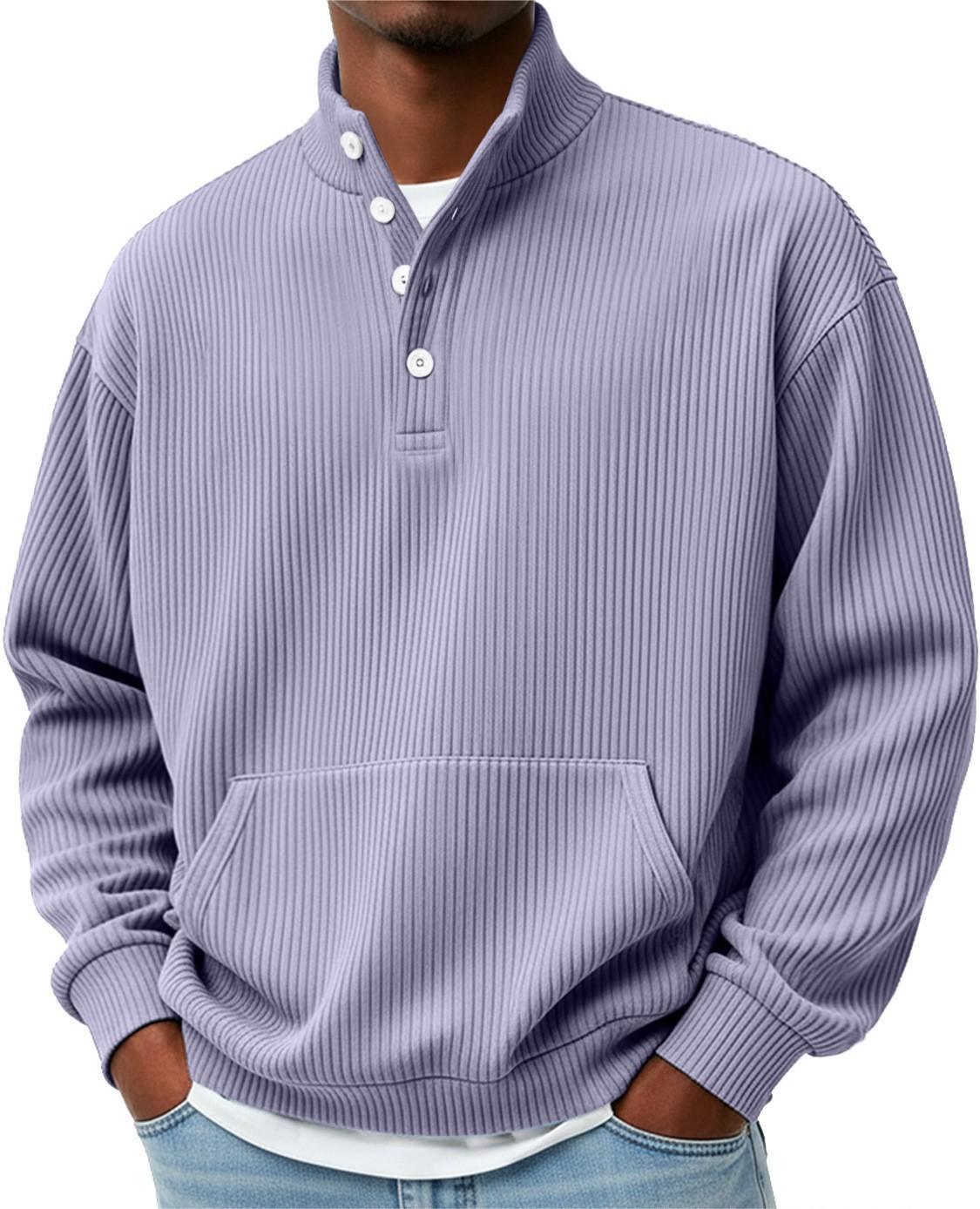 Turtleneck Casual Long-Sleeve Polo Sweatshirt With Pockets For Men Spring Autumn Clothing Loose Button Polo Collar Tees Tops Man Outwear