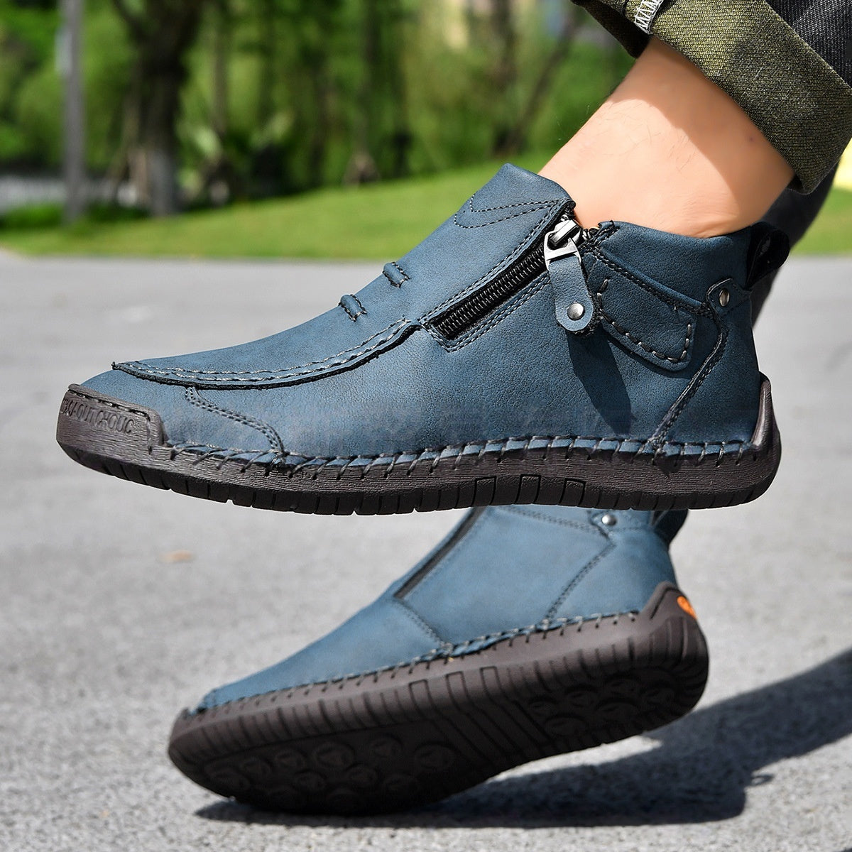 Men's Flats Ankle Boots Fashion Casual Side-zipper Boot Temperament Commuter Shoes Koalakits36