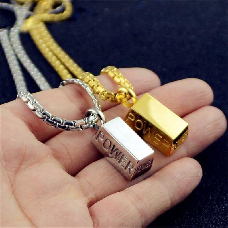 Energy Nugget Long Necklace Men's Personality Fashion Domineering Japan and South Korea Edition Square Titanium Steel Pendant