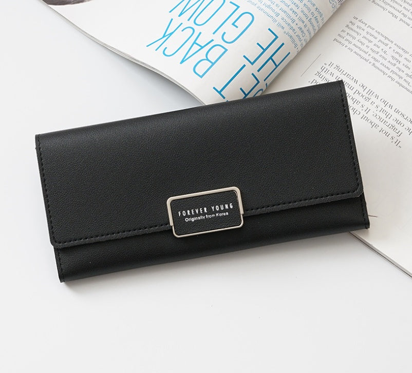 Korean Three-Fold Women's Wallet: Stylish & Functional PU Leather 