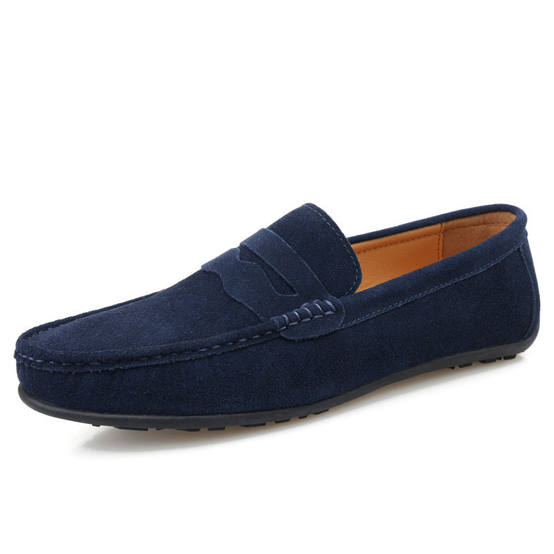 Men's Solid Color Suede Loafers Breathable Comfort Slip-on Flat Shoes | Koalakits36
